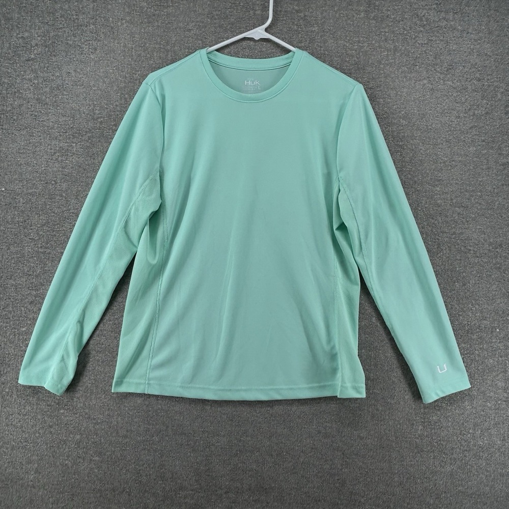Huk Fishing Performance Shirt Women Size Large Light Blue Boating‎ Summer